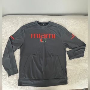 Adidas Men’s Heather Grey University of Miami Hurricanes Player Crew Sweatshirt